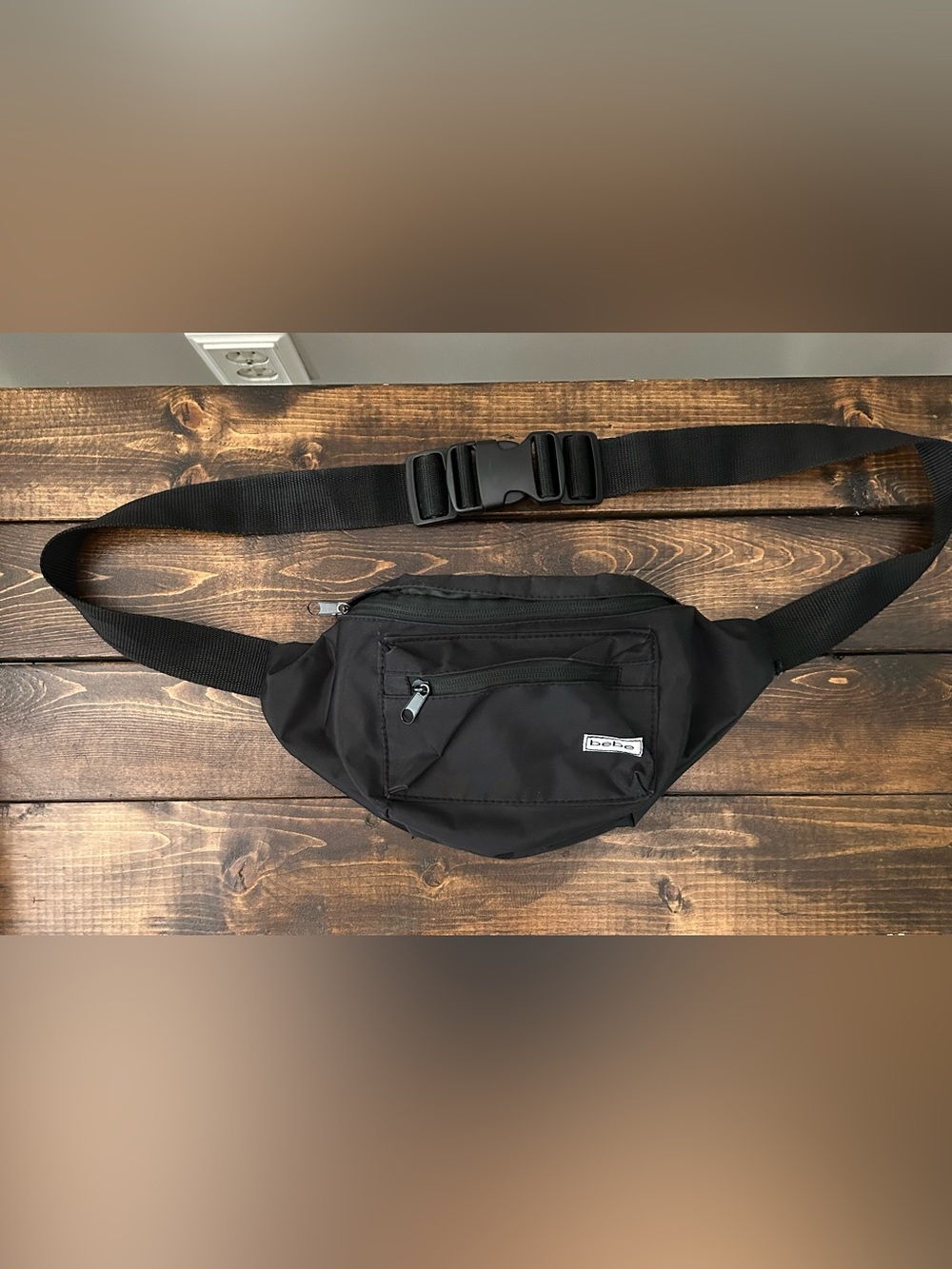 Bebe Black Nylon Fanny Pack